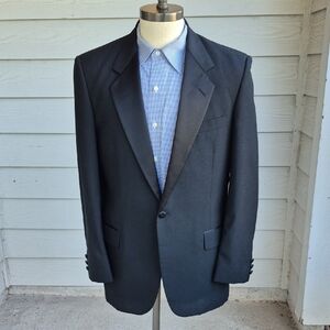 FABERGE Black Silk Wool‎ Sz 42 R Mens Sport Coat Blazer Tux Top VTG RARE